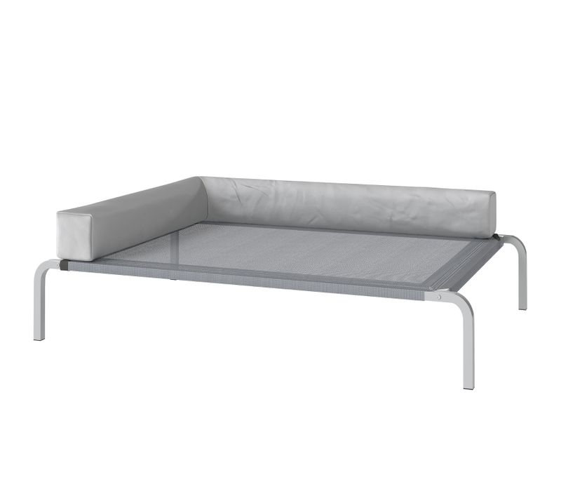 Lit Surélevé Pour Chien Moyen Avec Coussin En L, 110x75x30 Cm, Gris Clair, Confortable Et Respirant