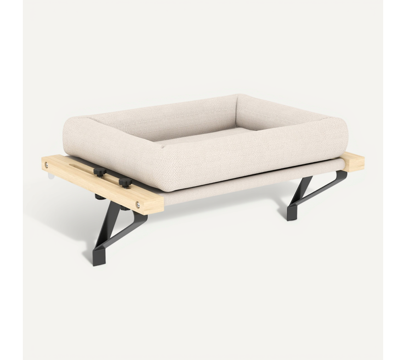 Lit Pour Chat Avec Fixation Fenêtre Ou Radiateur, Coussin Amovible, Cadre En Bois Blanc