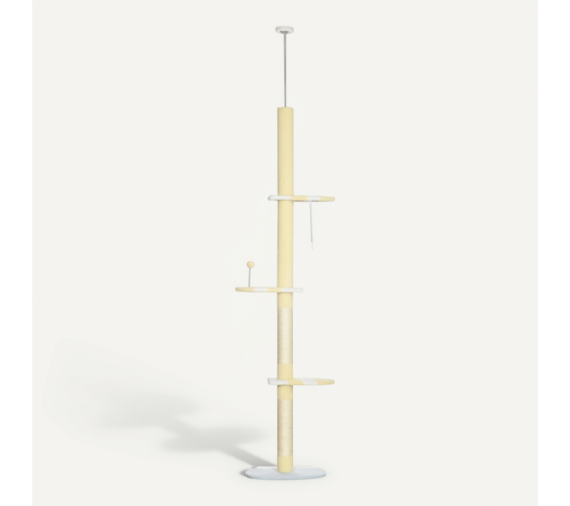 Arbre à Chat Réglable Du Sol Au Plafond Avec Poteaux En Sisal Et Peluche, 220-260 Cm