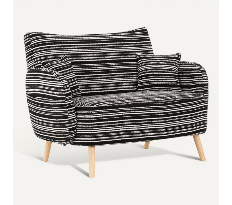 Canapé 2 Places Moderne Avec Accoudoirs Confortables Et Rangement Latéral Noir