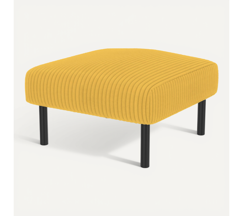 Repose-pieds En Velours Côtelé Jaune Avec Structure Métallique, Assise Rembourrée