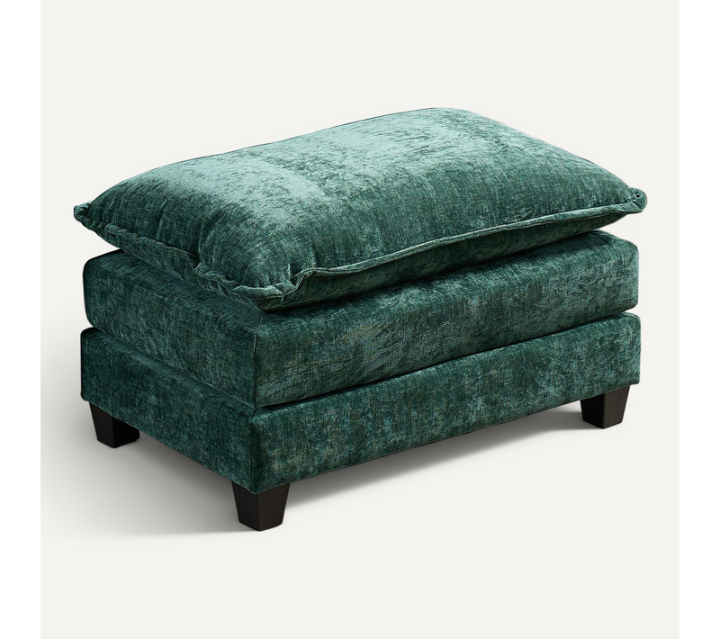 Ottomane Modulable En Chenille Vert, Assise Double Rembourrée, Salon Et Chambre