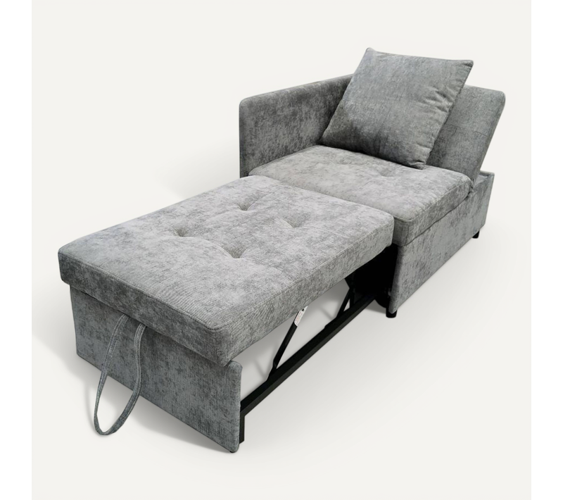 Fauteuil Convertible En Lin Gris Avec Dossier Réglable Pour Petits Espaces