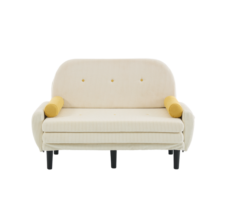 Canapé 2 Places En Velours Crème Avec Espace De Rangement Et Daybed