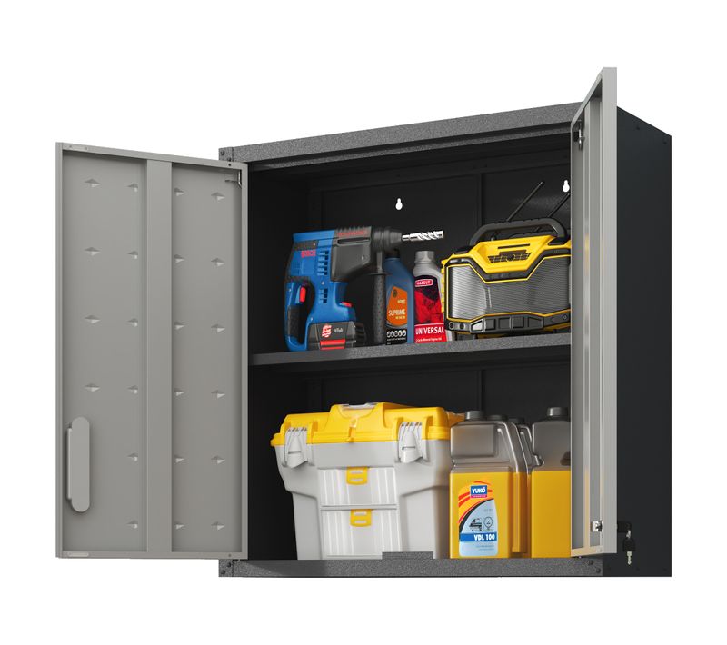 Armoire Murale Métallique Verrouillable Avec Étagère Réglable Pour Garage Atelier Et Bureau 77 Cm