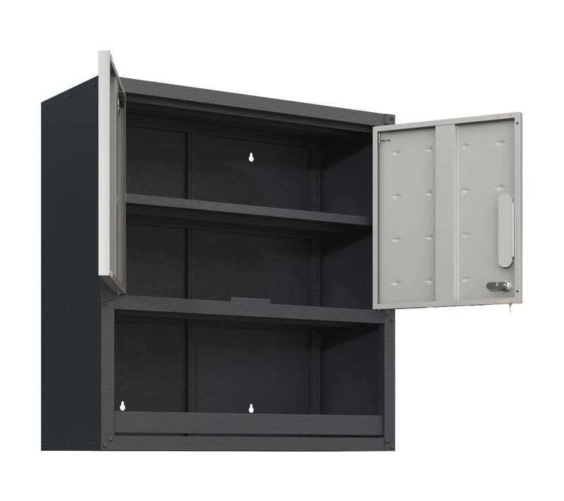 Armoire Murale Métallique Avec Portes Verrouillables, étagère Et Compartiment Ouvert 75×77×30 Cm