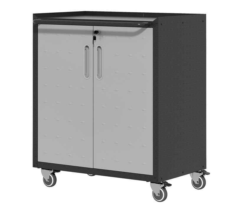 Armoire De Garage Métallique Mobile Avec Roulettes Et Portes Verrouillables 75×42×88 Cm