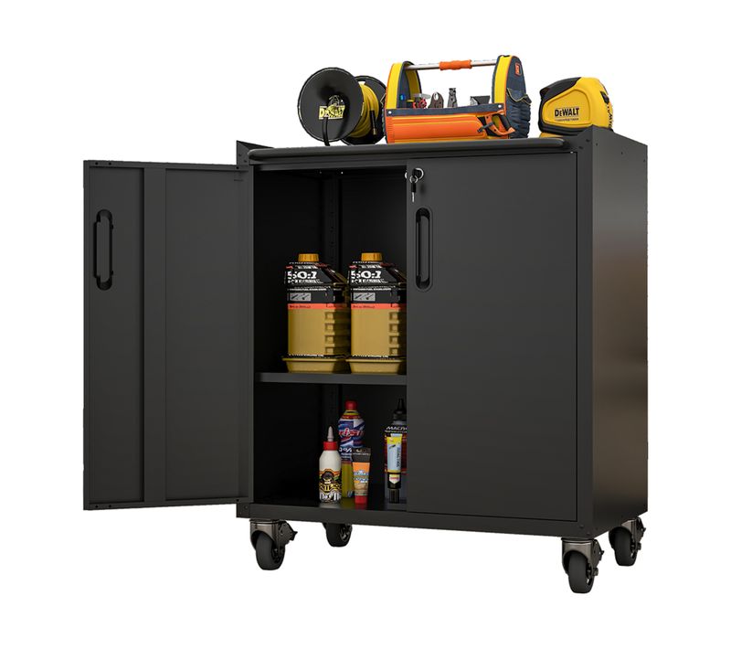 Armoire De Rangement Métallique Mobile Avec Roulettes Et Serrure 75×42×88 Cm Pour Garage Et Atelier