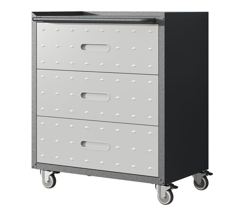 Caisson à Outils Métallique Mobile 3 Tiroirs Avec Roulettes 75×42×88 Cm Noir Et Gris Usage Intensif