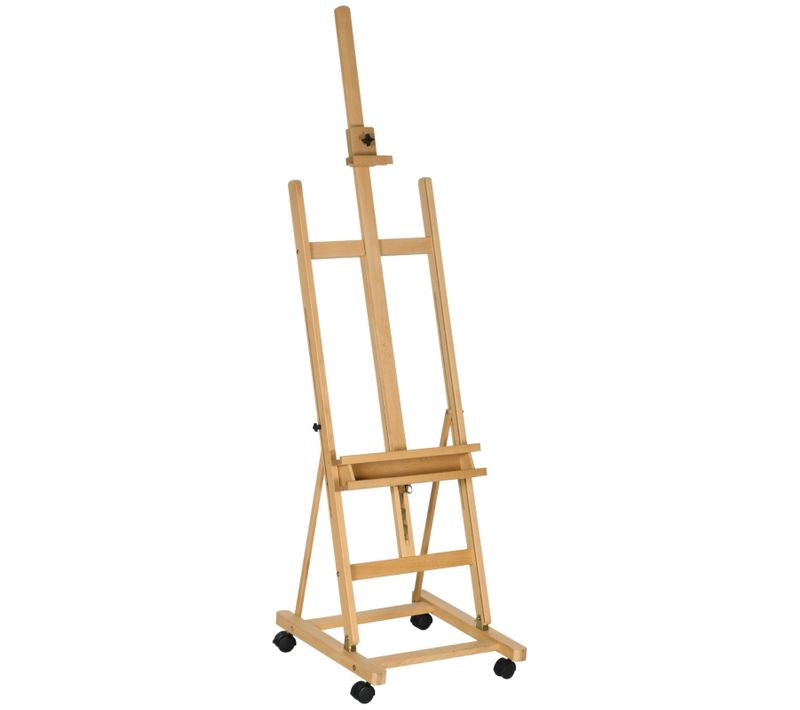 Chevalet D’artiste Réglable En Bois De Hêtre Avec Roulettes, Pliable Et Stable