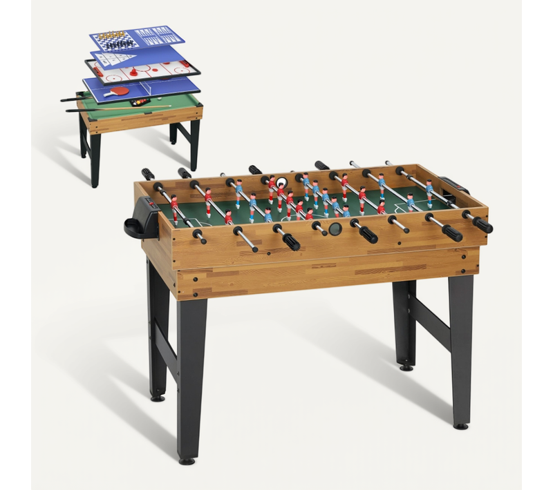 Table De Jeux 13-en-1 Baby-foot, Billard, Tennis De Table, échecs Et Plus En Noyer