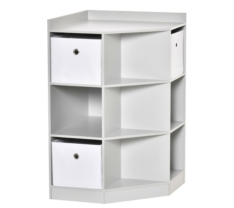 étagère D’angle Pour Enfants Avec 3 Tiroirs Et 9 Compartiments, Gris