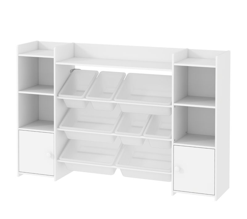Étagère De Rangement Enfant Avec 8 Bacs Amovibles Pour Jouets Et Livres, Blanc