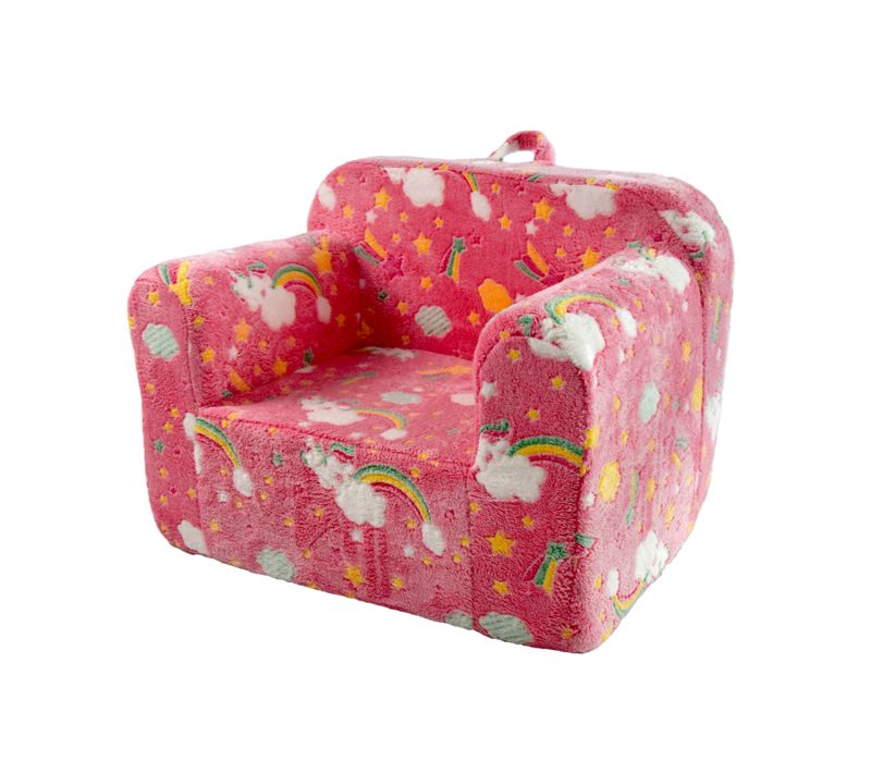 Canapé Enfant En Mousse Avec Poches Latérales Et Poignée, Motif Arc-en-ciel