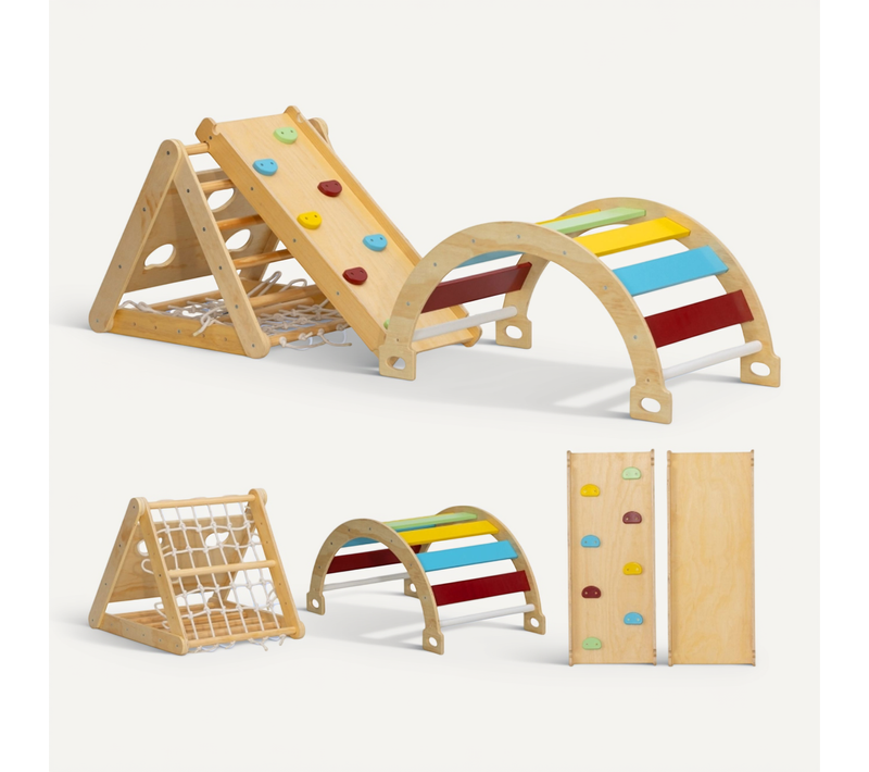 Structure De Jeu 7-en-1 Pour Enfants Avec Toboggan, Module Escalade Et Balançoire