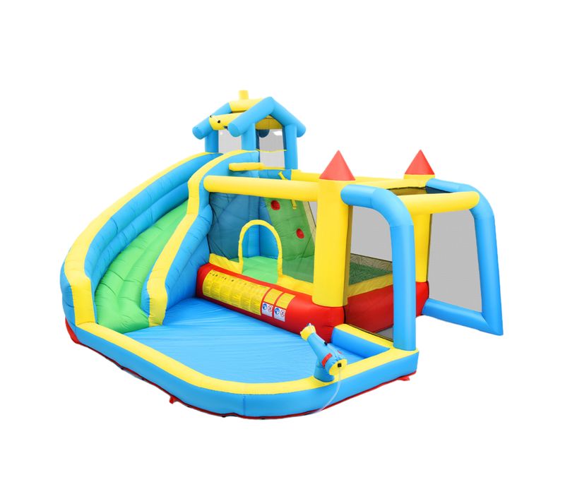 Château Gonflable 5 En 1 Pour Enfants 3-10 Ans Avec Toboggan, Piscine Et Filet