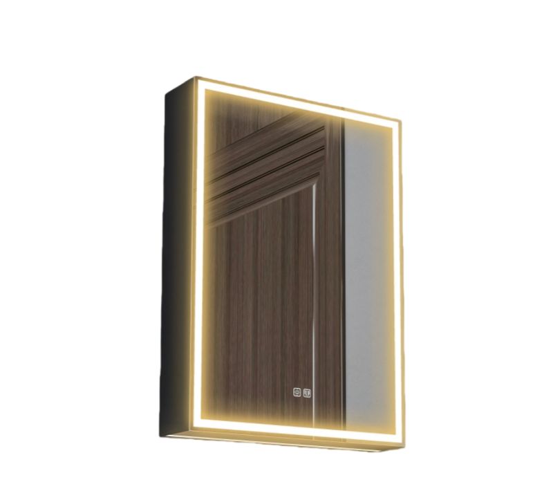 Armoire Miroir LED Pour Salle De Bain 50x70 Cm Avec éclairage Dimmable Et Anti-buée Noir