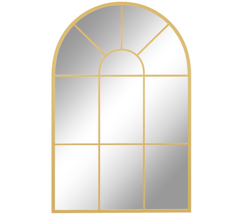 Miroir Mural 91x60 Cm Style Fenêtre Avec Cadre Métal Doré Pour Salon Et Chambre