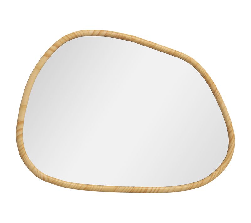 Miroir Mural Asymétrique 80x60 Cm Avec Cadre Bois Pour Salle De Bain Et Salon