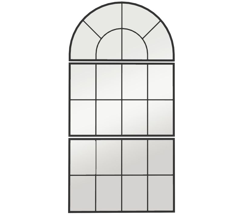 Miroir Mural Triptyque Décoratif Avec Arc Et Cadre Métal Pour Salle De Bain Et Salon