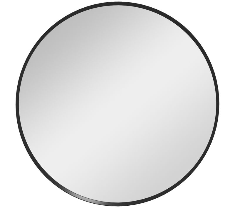 Miroir Rond Mural 60 X 60 Cm Avec Cadre Aluminium Noir Pour Salon Et Salle De Bain