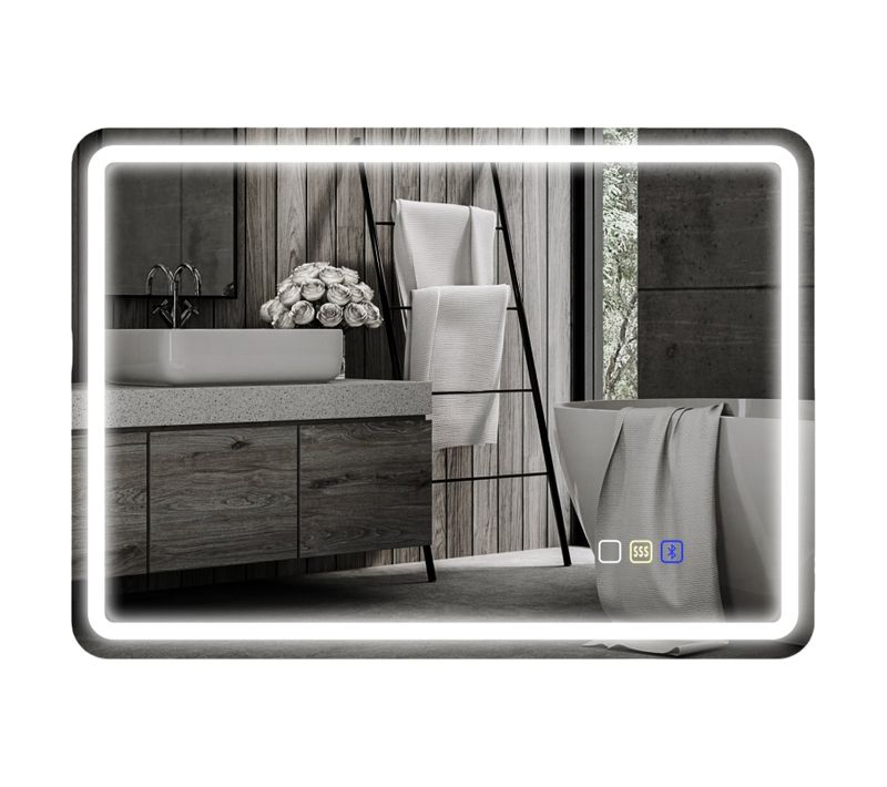 Miroir De Salle De Bain LED 50x70 Cm Avec Bluetooth, Éclairage Variable Et Anti-buée