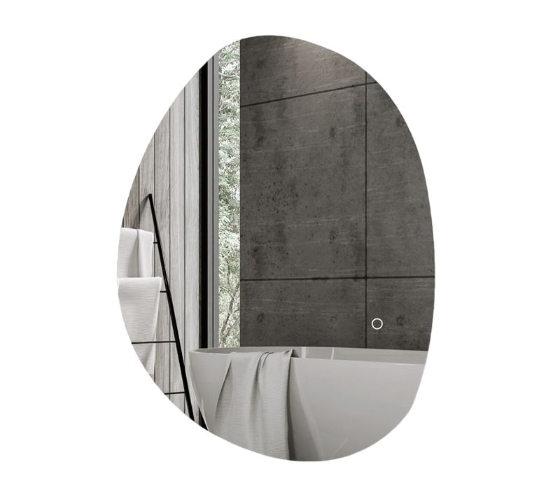 Miroir De Salle De Bain Asymétrique 70x50 Cm Avec LED, Anti-buée Et Touch
