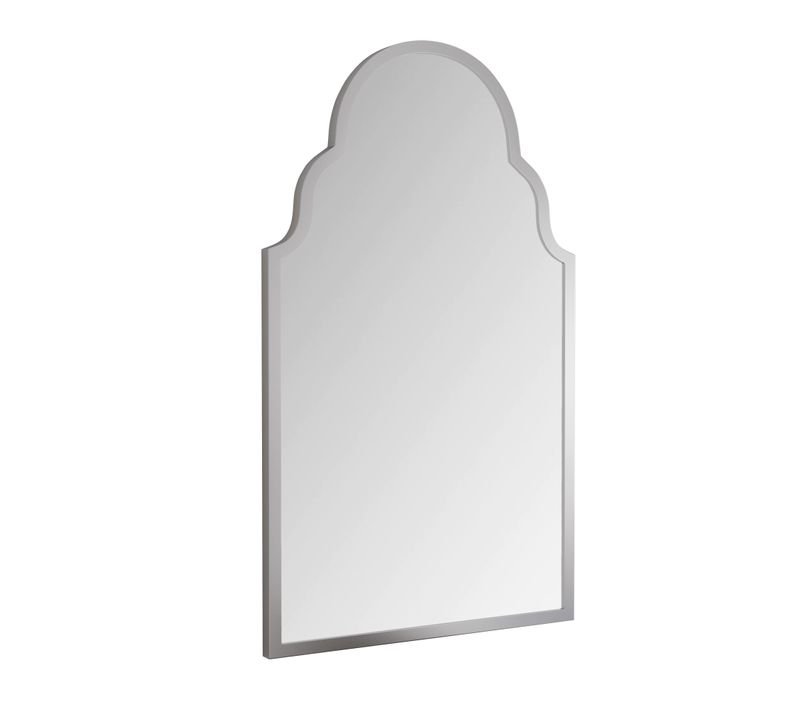 Miroir Mural Rectangulaire 61x101 cm Avec Cadre Métallique Argenté Pour Salon Et Salle De Bain