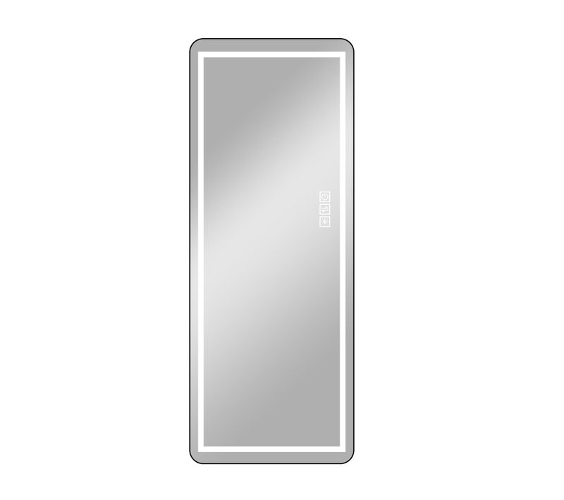 Miroir LED Vertical 163x54 cm Avec Cadre Aluminium Noir, Éclairage Dimmable Et Support Polyvalent