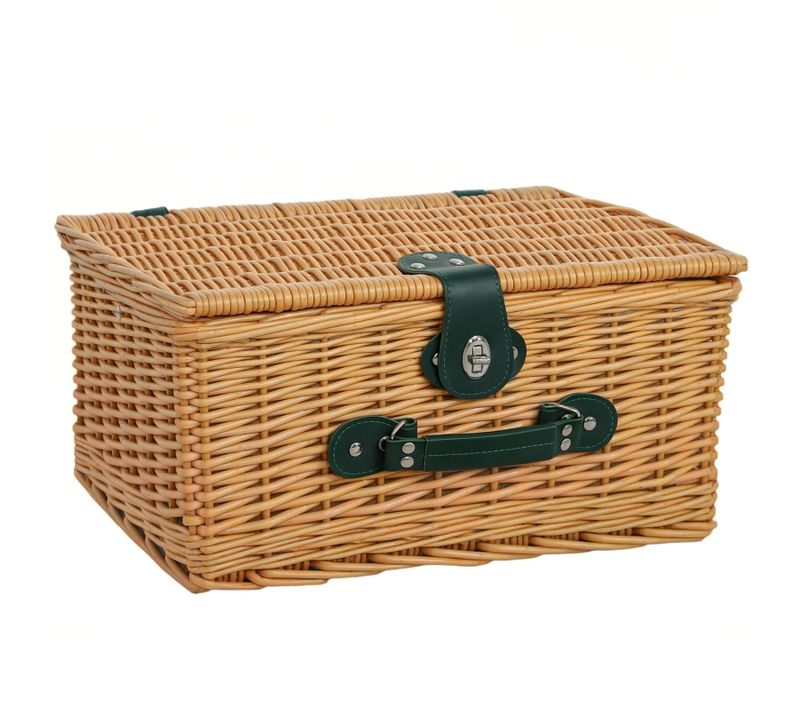 Panier De Pique-nique En Osier Pour 2 Personnes Avec Glacière Et Set De Couverts Complet