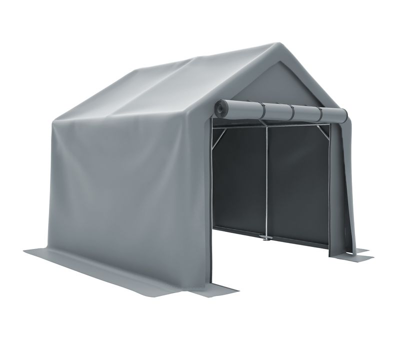 Abri De Jardin Gris Foncé 244x241x217cm Pour Vélos, Outils Et Meubles De Jardin