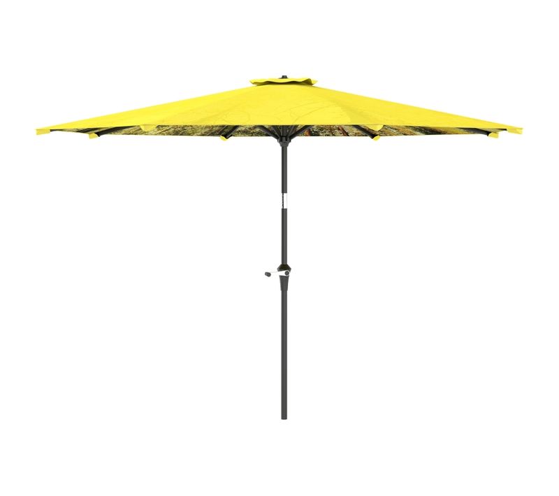 Parasol De Jardin D.300 Cm Octogonal Inclinable Avec Manivelle Et Mât Aluminium Jaune