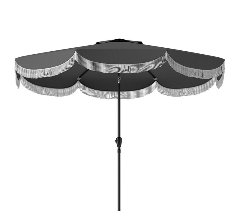 Parasol De Jardin D.269 Cm Octogonal Inclinable Avec Protection Uv30+ Et Manivelle Gris Foncé