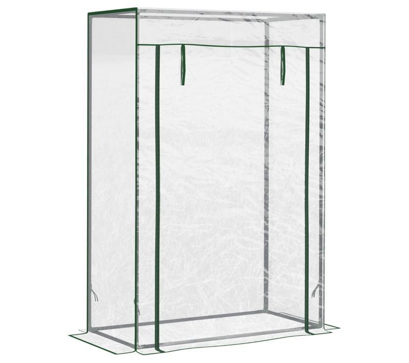Serre Tomates Et Plantes 100x50x150 cm Avec Porte Enroulable, Cadre Acier Et Plastique
