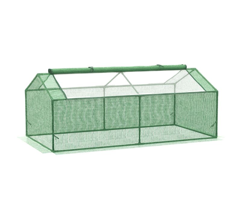 Mini-serre Verte 180x90x70 cm Avec Fenêtre Filet, Abri Végétal Pour Balcon Et Jardin