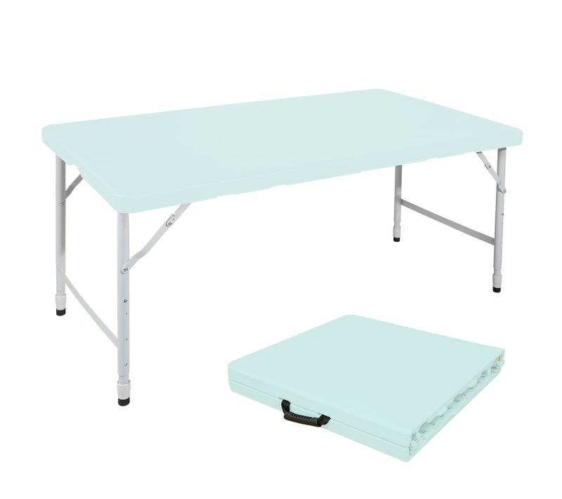 Table Pliante Portable 125 cm Robuste Avec Hauteur Réglable Pour Intérieur Et Extérieur, Bleu