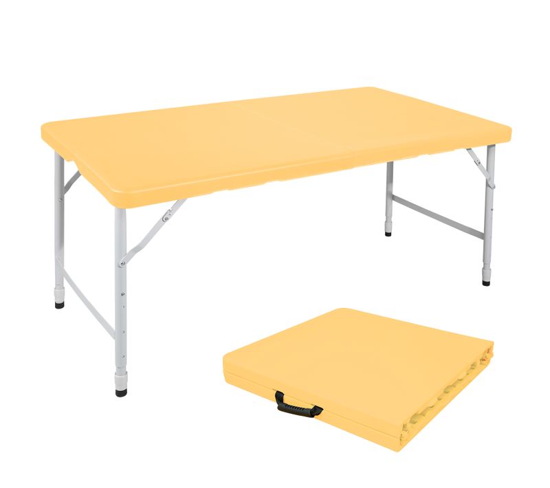 Table Pliante Portable 125 cm Robuste Avec Hauteur Réglable Pour Intérieur Et Extérieur, Janue