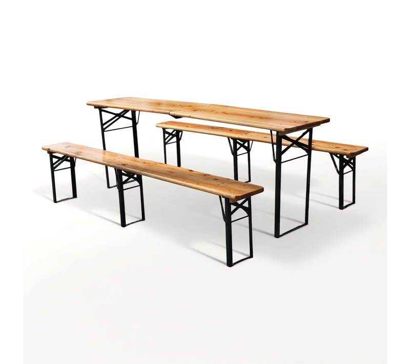 Garniture De Table De Bière Pliante 3 pièces 220 cm En Bois Massif Pour Jardin Et Fête
