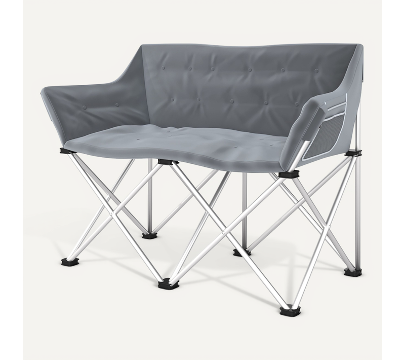 Chaise Pliant 2 Places Avec Accoudoirs Et Poches, Robuste Et Portable, Charge 240 kg