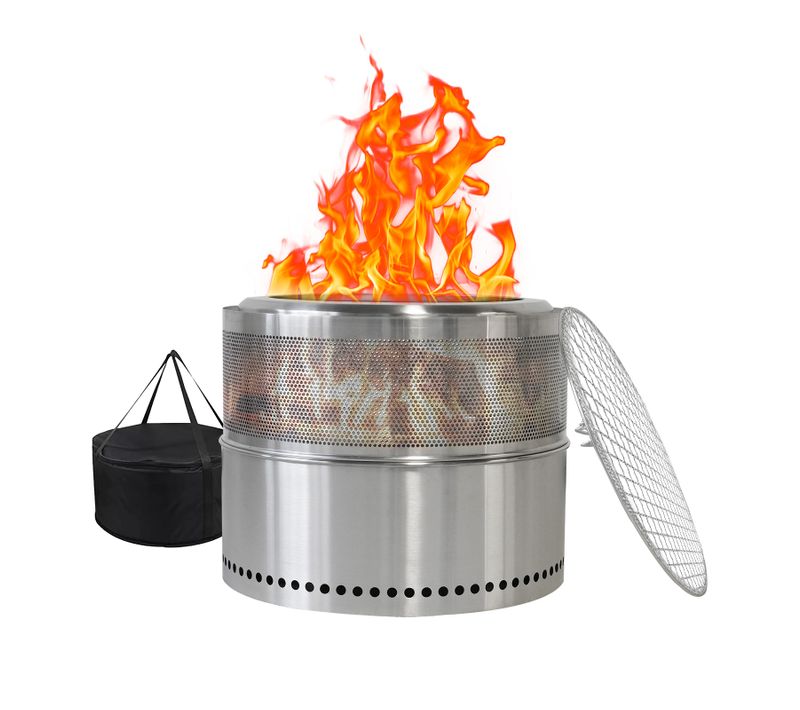 Brasero Portable En Acier Inoxydable, Feu De Bois Sans Fumée Pour Extérieur