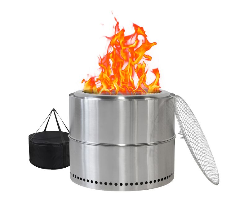 Brasero Portable En Acier Inoxydable Avec Cendrier, Feu De Bois Extérieur