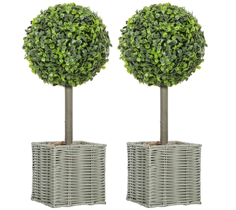 Lot De 2 Plantes Artificielles Uv Résistantes 50 cm En Pot Décoratif Pour Intérieur Et Extérieur