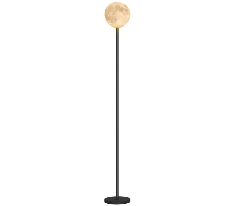 Lampadaire Design Lune 3d Avec Abat-jour, 3 Températures, Interrupteur Au Pied, Métal Noir