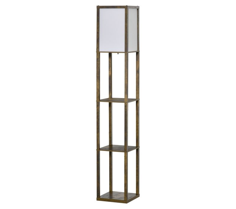 Lampadaire Sur Pied Avec étagères Intégrées, Design Bois élégant Pour Salon Ou Chambre
