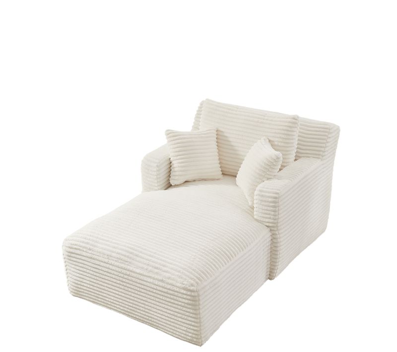 Chauffeuse Moderne En Velours Côtelé Crème, Canapé-lit Relax, Sans Montage, Salon, Appartement