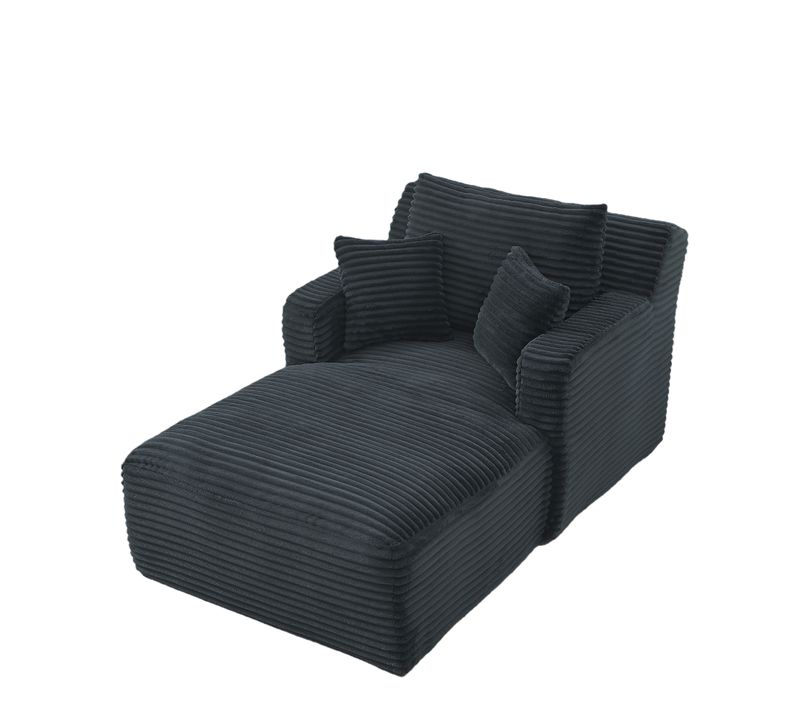 Chauffeuse Moderne En Velours Côtelé Gris Foncé, Canapé-lit Relax, Sans Montage, Salon, Appartement