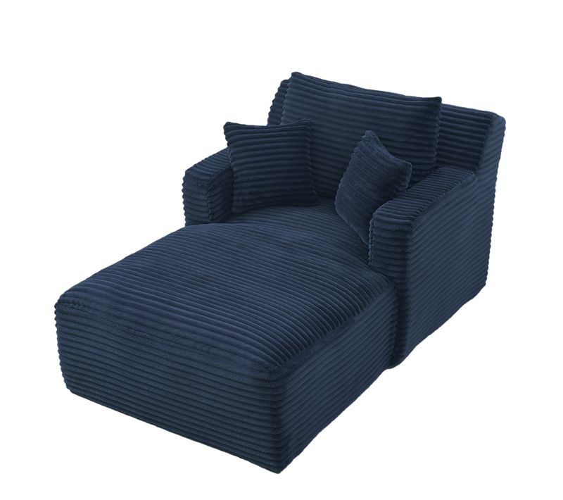 Chauffeuse Moderne En Velours Côtelé Bleu, Canapé-lit Relax, Sans Montage, Salon, Appartement