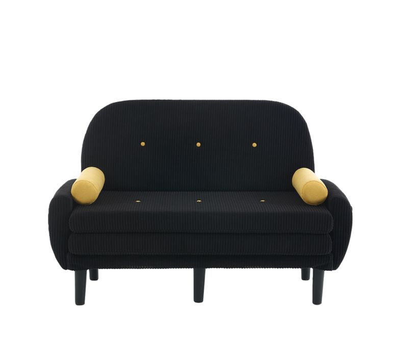 Canapé Convertible En Velours Côtelé Noir, Convertible En Daybed Et Fauteuil Relax Avec Rangement