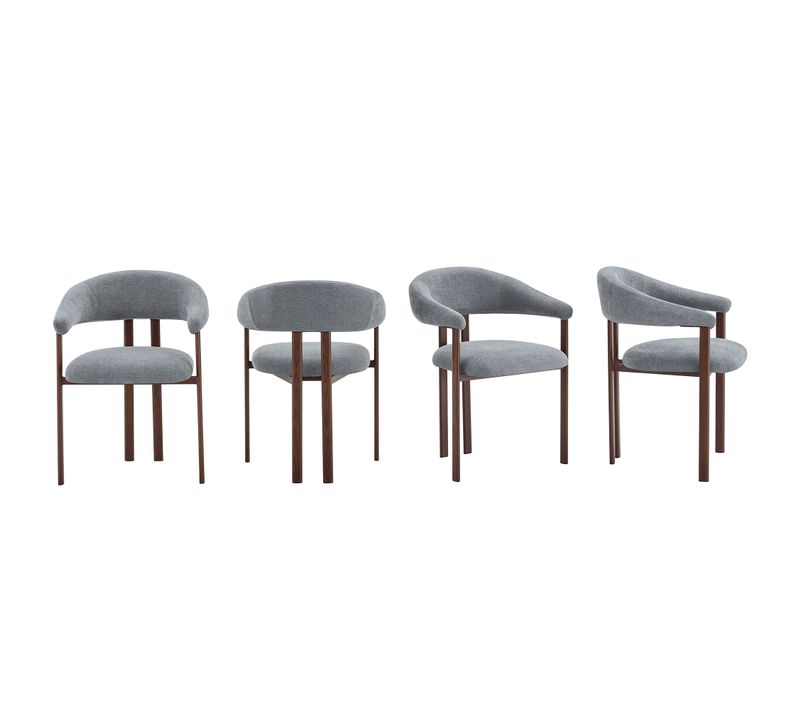 Lot De 4 Chaises Modernes En Tissu Gris Avec Pieds En Fer, Assise Confortable Pour Salle à Manger