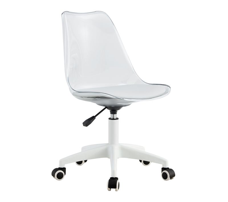 Fauteuil De Bureau Moderne Pivotant Avec Dossier Transparent, Assise Pu Confortable